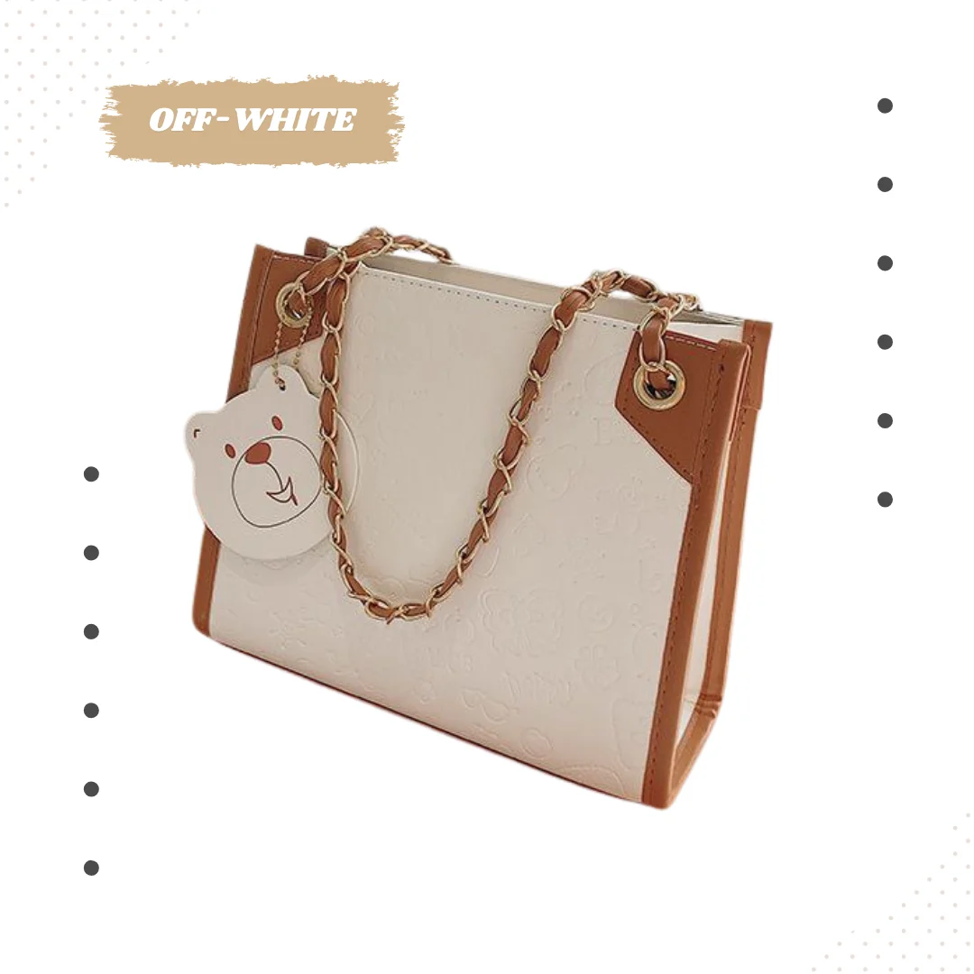 Kawaii Embossed Bear Chain Tote Bag